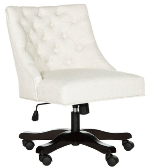 Safavieh Soho Tufted Swivel Desk Chair - Elegant Mid-Century Modern Design With Comfortable Ergonomic Support Creme MCR1030A