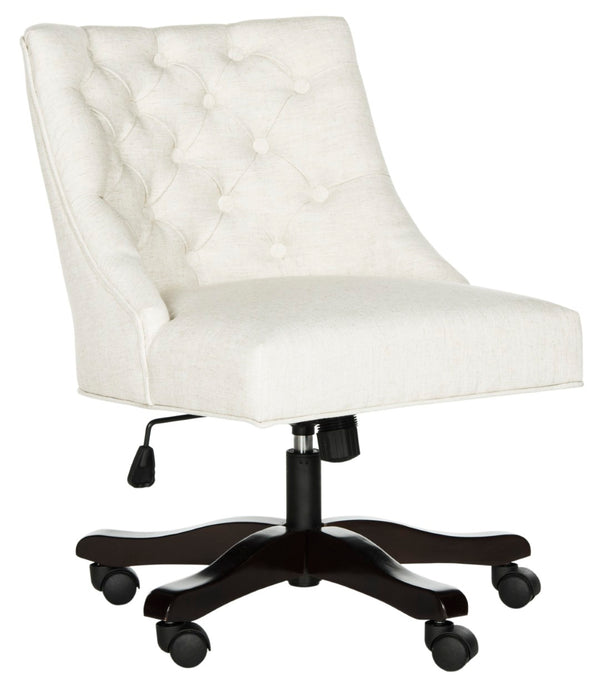 Safavieh Soho Tufted Swivel Desk Chair - Elegant Mid-Century Modern Design With Comfortable Ergonomic Support Creme MCR1030A