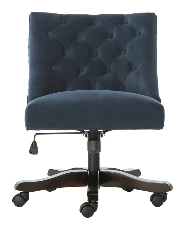Safavieh Soho Tufted Velvet Swivel Desk Chair - Chic Contemporary Design For Stylish Home Workspaces Navy Velvet MCR1030C
