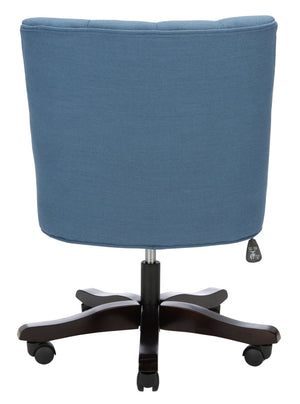 Safavieh Soho Tufted Swivel Desk Chair - Elegant Mid-Century Modern Design With Comfortable Ergonomic Support Navy Linen MCR1030D