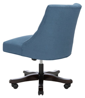 Safavieh Soho Tufted Swivel Desk Chair - Elegant Mid-Century Modern Design With Comfortable Ergonomic Support Navy Linen MCR1030D