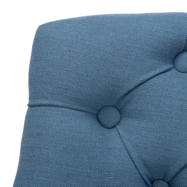 Safavieh Soho Tufted Swivel Desk Chair - Elegant Mid-Century Modern Design With Comfortable Ergonomic Support Navy Linen MCR1030D