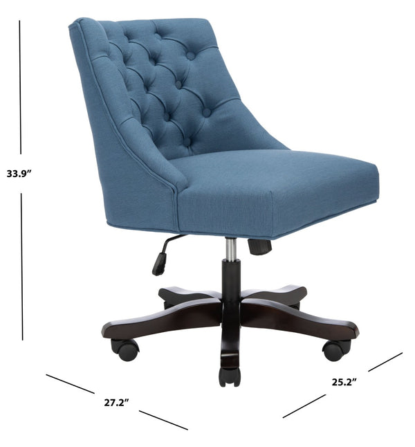 Safavieh Soho Tufted Swivel Desk Chair - Elegant Mid-Century Modern Design With Comfortable Ergonomic Support Navy Linen MCR1030D