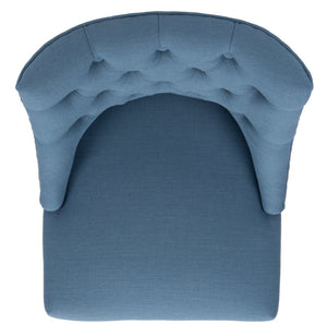 Safavieh Soho Tufted Swivel Desk Chair - Elegant Mid-Century Modern Design With Comfortable Ergonomic Support Navy Linen MCR1030D