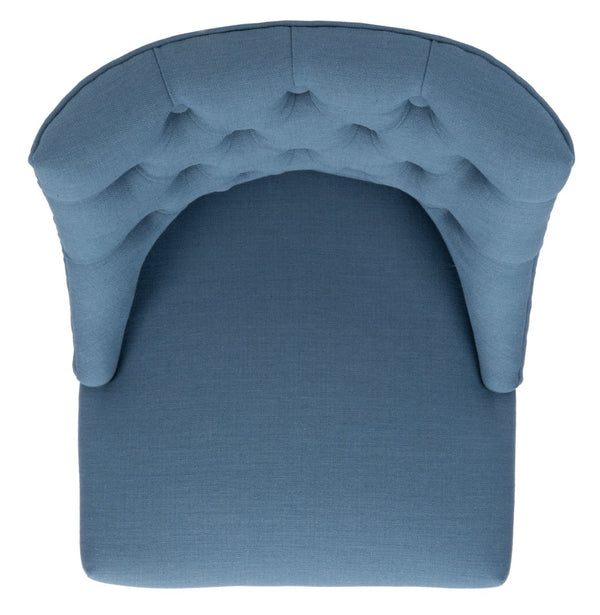 Safavieh Soho Tufted Swivel Desk Chair - Elegant Mid-Century Modern Design With Comfortable Ergonomic Support Navy Linen MCR1030D