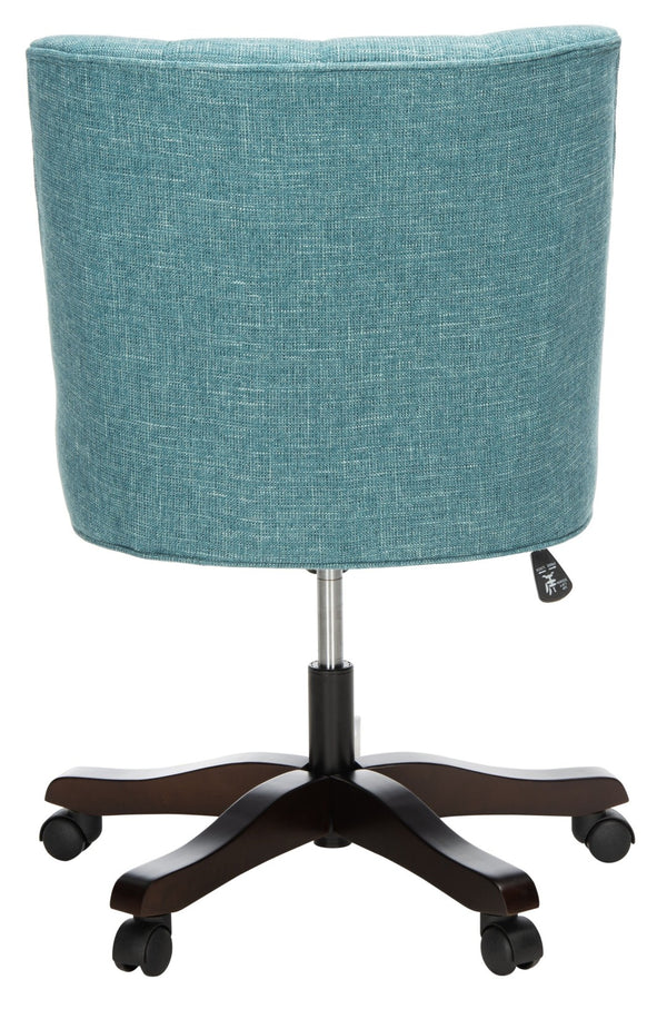 Safavieh Soho Tufted Swivel Desk Chair - Elegant Mid-Century Modern Design With Comfortable Ergonomic Support Light Blue MCR1030E