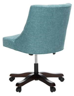 Safavieh Soho Tufted Swivel Desk Chair - Elegant Mid-Century Modern Design With Comfortable Ergonomic Support Light Blue MCR1030E