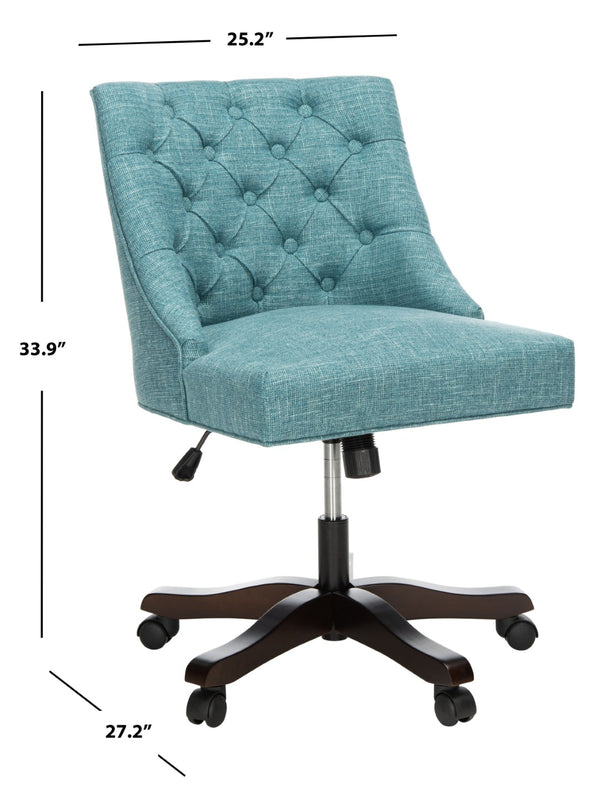 Safavieh Soho Tufted Swivel Desk Chair - Elegant Mid-Century Modern Design With Comfortable Ergonomic Support Light Blue MCR1030E