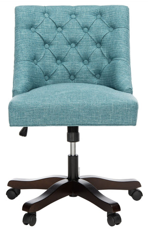 Safavieh Soho Tufted Swivel Desk Chair - Elegant Mid-Century Modern Design With Comfortable Ergonomic Support Light Blue MCR1030E