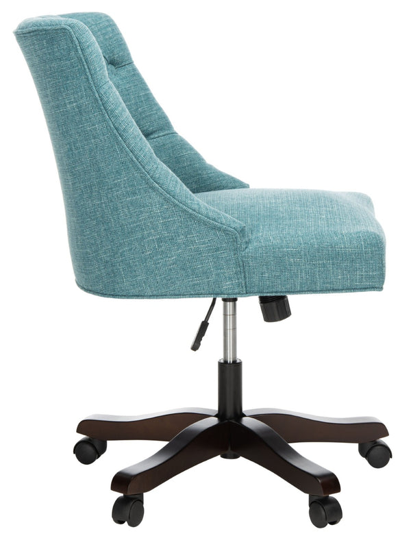 Safavieh Soho Tufted Swivel Desk Chair - Elegant Mid-Century Modern Design With Comfortable Ergonomic Support Light Blue MCR1030E