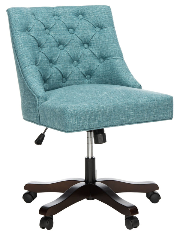 Safavieh Soho Tufted Swivel Desk Chair - Elegant Mid-Century Modern Design With Comfortable Ergonomic Support Light Blue MCR1030E