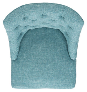 Safavieh Soho Tufted Swivel Desk Chair - Elegant Mid-Century Modern Design With Comfortable Ergonomic Support Light Blue MCR1030E