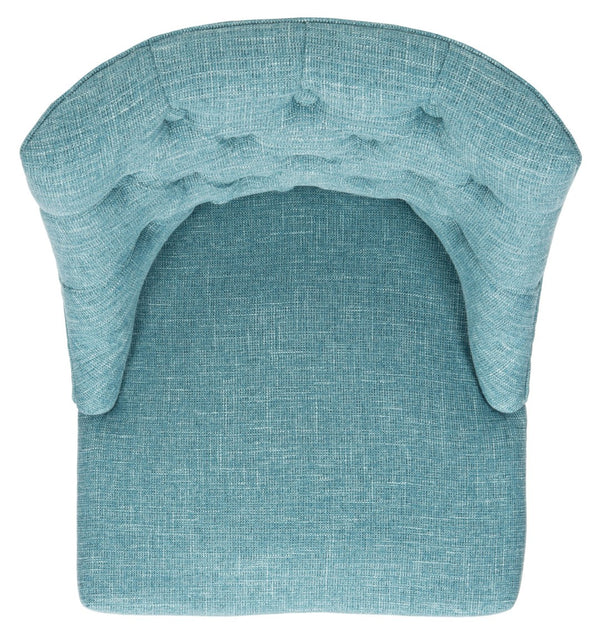 Safavieh Soho Tufted Swivel Desk Chair - Elegant Mid-Century Modern Design With Comfortable Ergonomic Support Light Blue MCR1030E