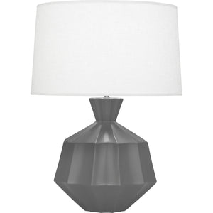 Robert Abbey Matte Ash Orion Table Lamp Matte Ash Glazed Ceramic Oyster Linen Shade With Self Fabric Top Diffuser