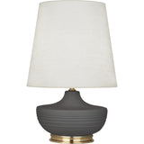 Robert Abbey Matte Ash Michael Berman Nolan Table Lamp Matte Ash Glazed Ceramic with Modern Brass Accents Oyster Linen Shade