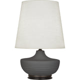 Robert Abbey Matte Ash Michael Berman Nolan Table Lamp Matte Ash Glazed Ceramic with Deep Patina Bronze Accents Oyster Linen Shade