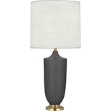 Robert Abbey Matte Ash Michael Berman Hadrian Table Lamp Matte Ash Glazed Ceramic with Modern Brass Accents Oyster Linen Shade