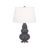 Robert Abbey Matte Ash Small Triple Gourd Accent Lamp Matte Ash Glazed Ceramic with Antique Silver Finished Accents Pearl Dupioni Fabric Shade