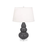 Robert Abbey Matte Ash Small Triple Gourd Accent Lamp Matte Ash Glazed Ceramic with Lucite Base Pearl Dupioni Fabric Shade