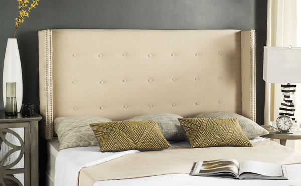 Safavieh Keegan Full Headboard - Elegant Design For A Stylish Bedroom Retreat With Timeless Appeal And Comfort Parchment Plywood,100% Linen,Iron Mcr4007n-f