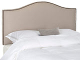 Connie Taupe Headboard Brass Nail Head