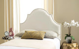 Safavieh Hallmar White Leather Headboard Silver Nail Head White Leather MCR4026N