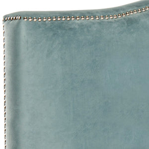 Safavieh JENEVE King Headboard in Wedgewood Blue - Luxurious Cotton Upholstered Elegance for Your Bedroom Retreat MCR4031E