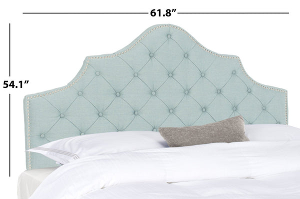 Safavieh AREBELLE Sky Blue Queen Headboard - Elegant Upholstered Design for Modern & Classic Bedrooms MCR4036B