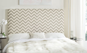 Safavieh Ziggy Full Headboard - Chic Upholstered Design Enhancing Bedroom Elegance With Modern Style Grey ,White Plywood,100% Linen Mcr4039b