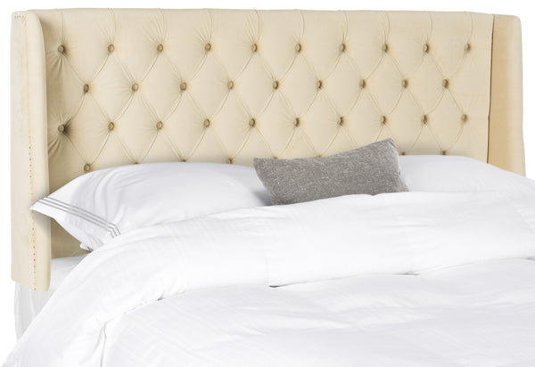 Safavieh London Queen Headboard In Buckwheat - Modern Elegance Meets Comfort For A Stylish Bedroom Sanctuary Buckwheat Plywood,Fabric,Metal Mcr4048d-q