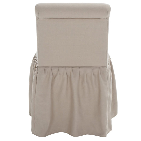 Safavieh Ivy Feminine Vanity Chair - Elegant Upholstered Seating For Dressing Areas, Bedrooms & Bathrooms Taupe MCR4200A