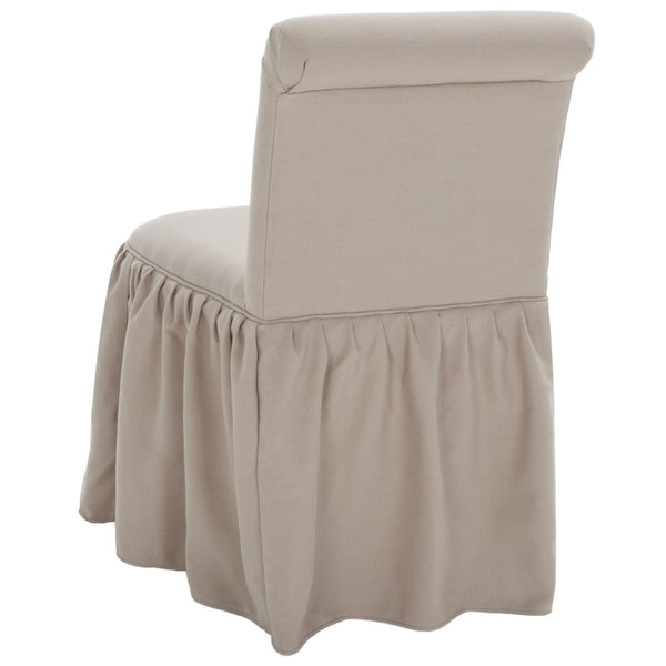 Safavieh Ivy Feminine Vanity Chair - Elegant Upholstered Seating For Dressing Areas, Bedrooms & Bathrooms Taupe MCR4200A