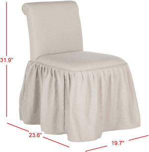 Safavieh Ivy Feminine Vanity Chair - Elegant Upholstered Seating For Dressing Areas, Bedrooms & Bathrooms Taupe MCR4200A