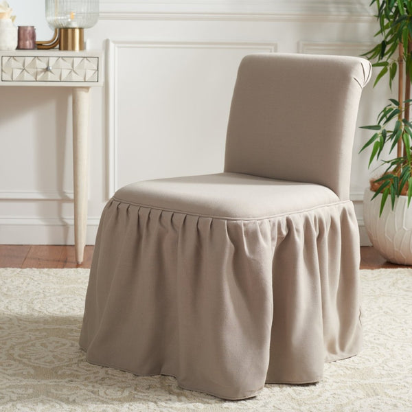 Safavieh Ivy Feminine Vanity Chair - Elegant Upholstered Seating For Dressing Areas, Bedrooms & Bathrooms Taupe MCR4200A