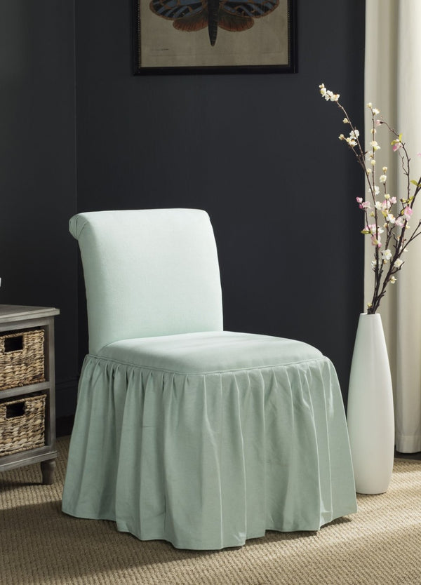 Safavieh Ivy Feminine Vanity Chair - Elegant Upholstered Seating For Dressing Areas, Bedrooms & Bathrooms Robins Egg Blue MCR4200B