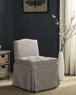 Safavieh Betsy Designer Vanity Chair - Elegant Taupe Upholstered Accent For Bedroom & Bath Comfort And Style MCR4202A