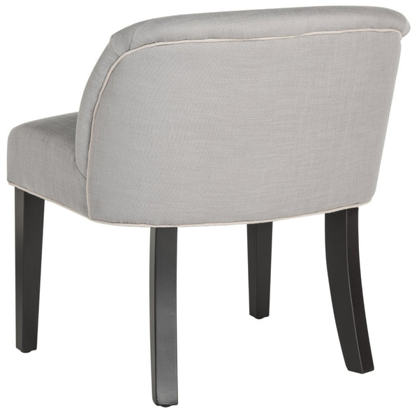 Safavieh Bell Vanity Chair - Chic Arctic Grey Upholstery With Taupe Piping, Modern Design For Stylish Spaces MCR4203B