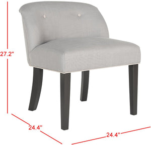 Safavieh Bell Vanity Chair - Chic Arctic Grey Upholstery With Taupe Piping, Modern Design For Stylish Spaces MCR4203B