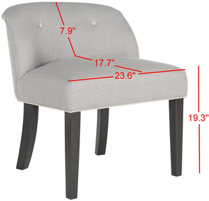 Safavieh Bell Vanity Chair - Chic Arctic Grey Upholstery With Taupe Piping, Modern Design For Stylish Spaces MCR4203B
