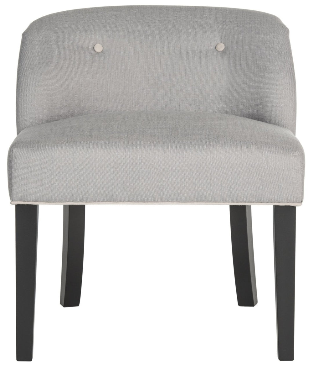 Safavieh Bell Vanity Chair - Chic Arctic Grey Upholstery With Taupe Piping, Modern Design For Stylish Spaces MCR4203B
