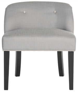 Safavieh Bell Vanity Chair - Chic Arctic Grey Upholstery With Taupe Piping, Modern Design For Stylish Spaces MCR4203B