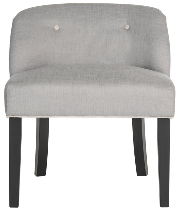 Safavieh Bell Vanity Chair - Chic Arctic Grey Upholstery With Taupe Piping, Modern Design For Stylish Spaces MCR4203B