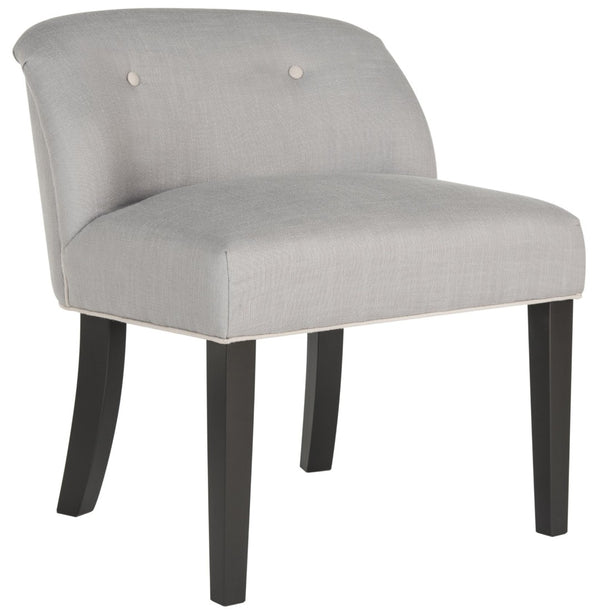 Safavieh Bell Vanity Chair - Chic Arctic Grey Upholstery With Taupe Piping, Modern Design For Stylish Spaces MCR4203B