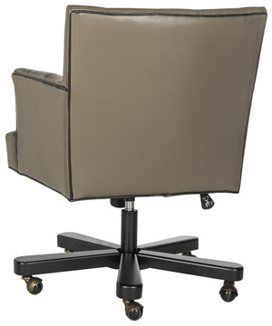 Safavieh Chambers Elegant Leather Office Chair With Biscuit Tufting, Black Trim & Smooth Casters For Style MCR4209A