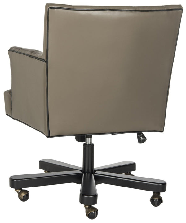 Safavieh Chambers Elegant Leather Office Chair With Biscuit Tufting, Black Trim & Smooth Casters For Style MCR4209A