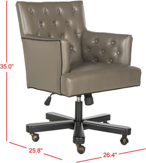 Safavieh Chambers Elegant Leather Office Chair With Biscuit Tufting, Black Trim & Smooth Casters For Style MCR4209A