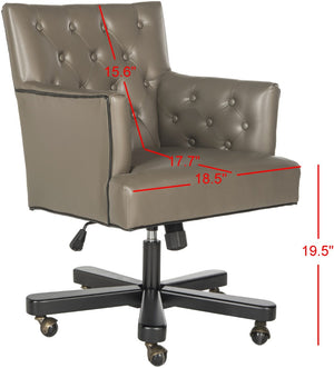 Safavieh Chambers Elegant Leather Office Chair With Biscuit Tufting, Black Trim & Smooth Casters For Style MCR4209A