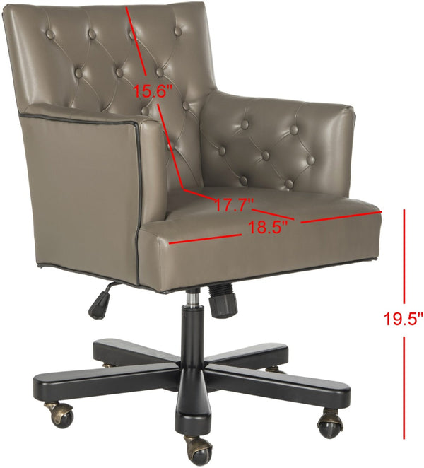 Safavieh Chambers Elegant Leather Office Chair With Biscuit Tufting, Black Trim & Smooth Casters For Style MCR4209A