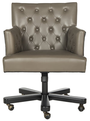Safavieh Chambers Elegant Leather Office Chair With Biscuit Tufting, Black Trim & Smooth Casters For Style MCR4209A