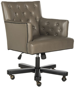 Safavieh Chambers Elegant Leather Office Chair With Biscuit Tufting, Black Trim & Smooth Casters For Style MCR4209A
